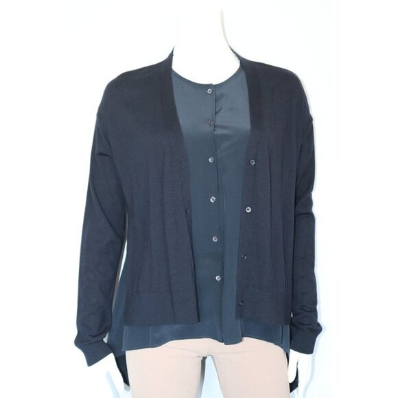 Dorothee Schumacher Women's US8 Large Blue Shell Knit Cardigan Sweater Silk Knit - Picture 5 of 5